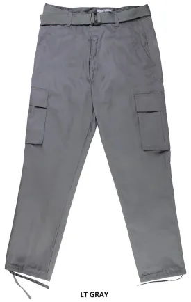 Grey Men's Belted Cargo Pants Loose Fit multiple pockets Style No: AP1515