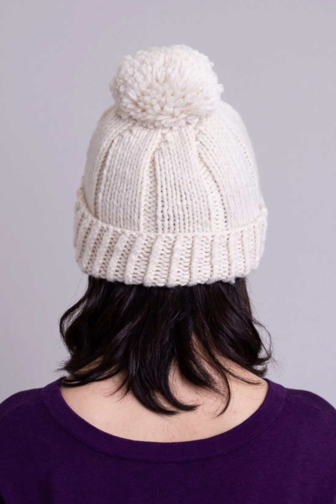 Hand Knit Toque, White, Wool