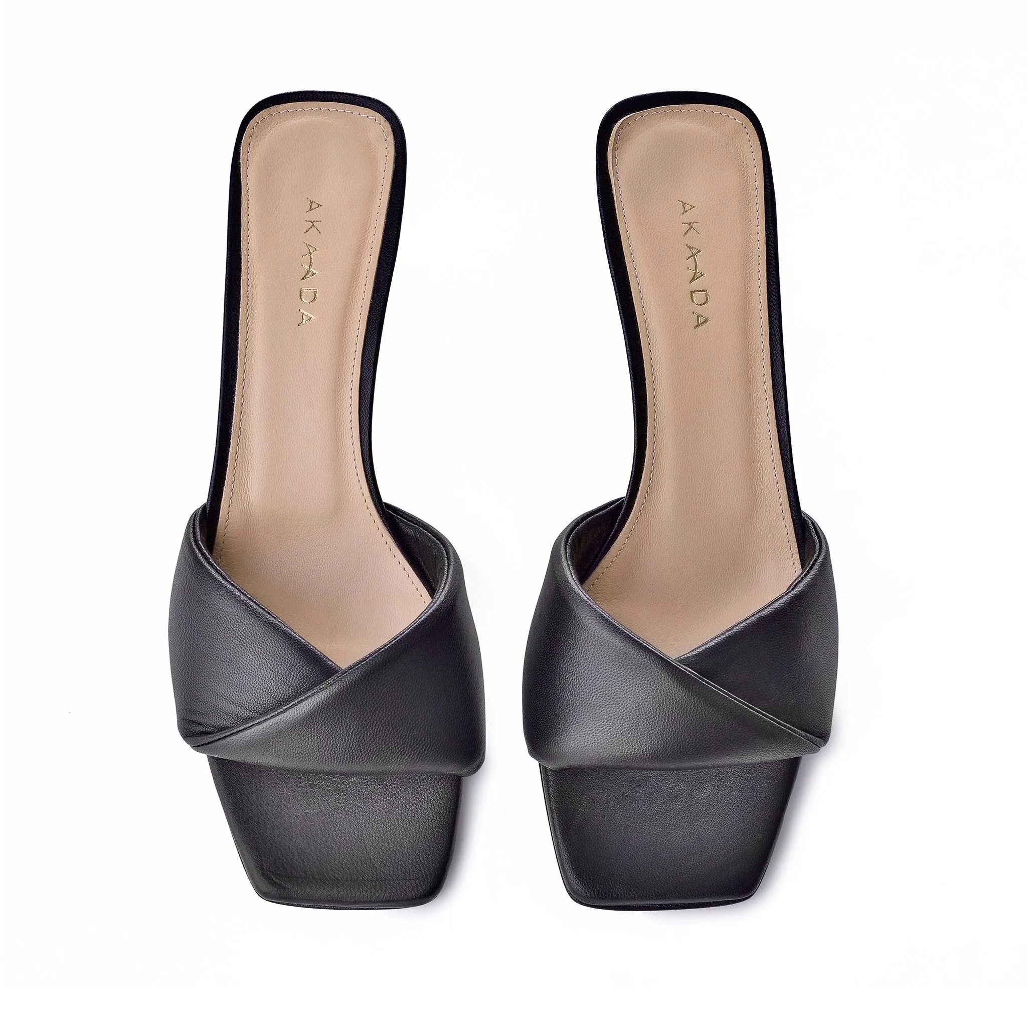 Haya Black Soft Leather Sandals