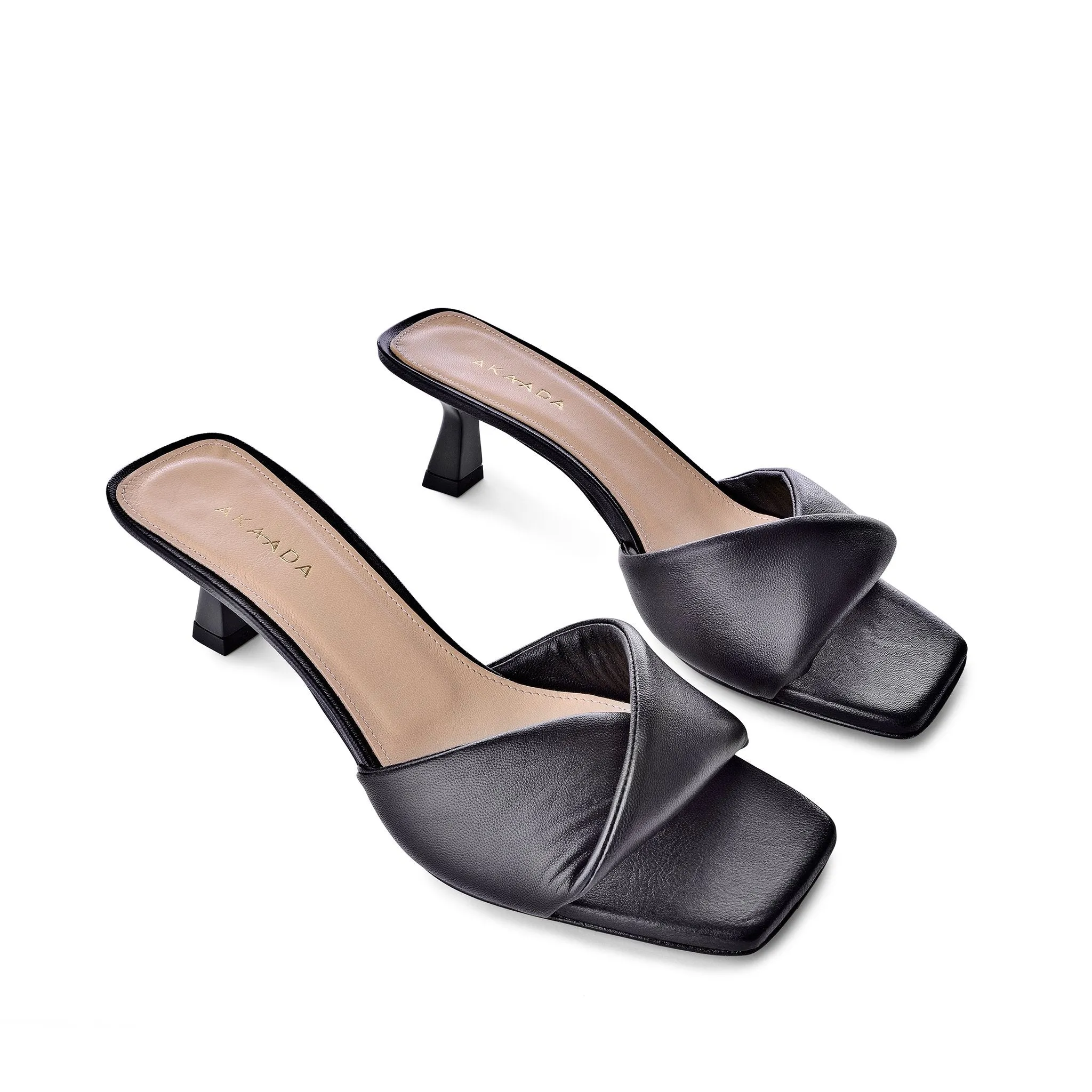 Haya Black Soft Leather Sandals