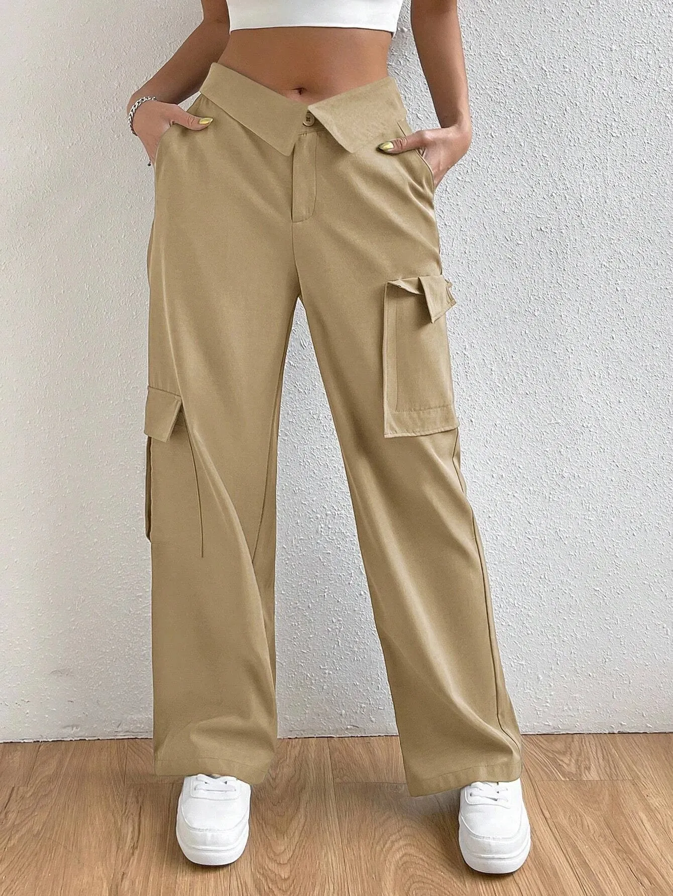 High Waist Regular Fit Cargo Pants