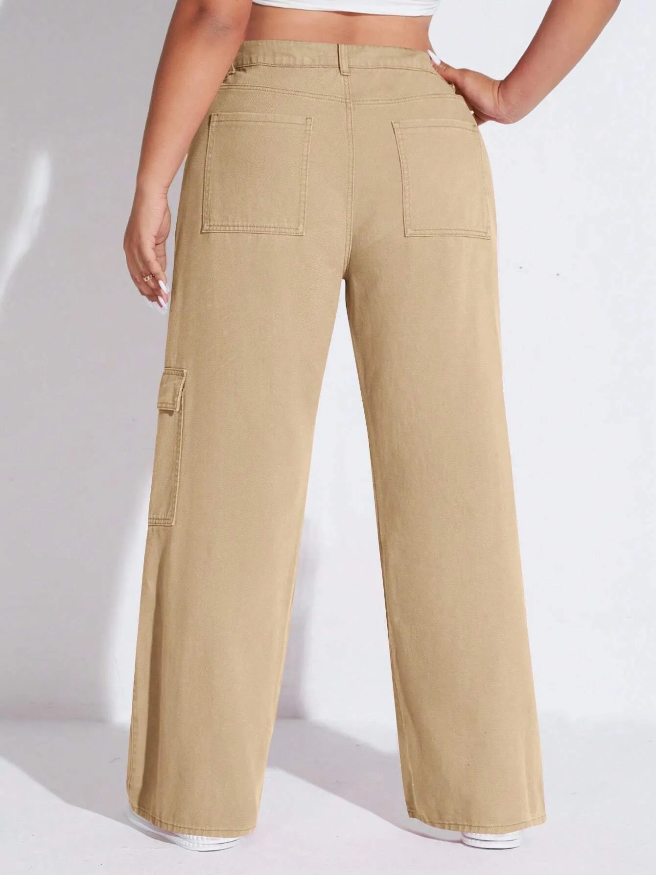 High Waist Side Pocket Cargo Jeans