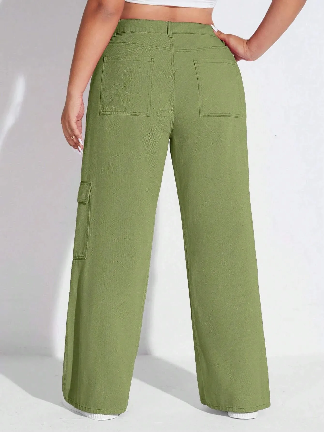 High Waist Side Pocket Cargo Jeans