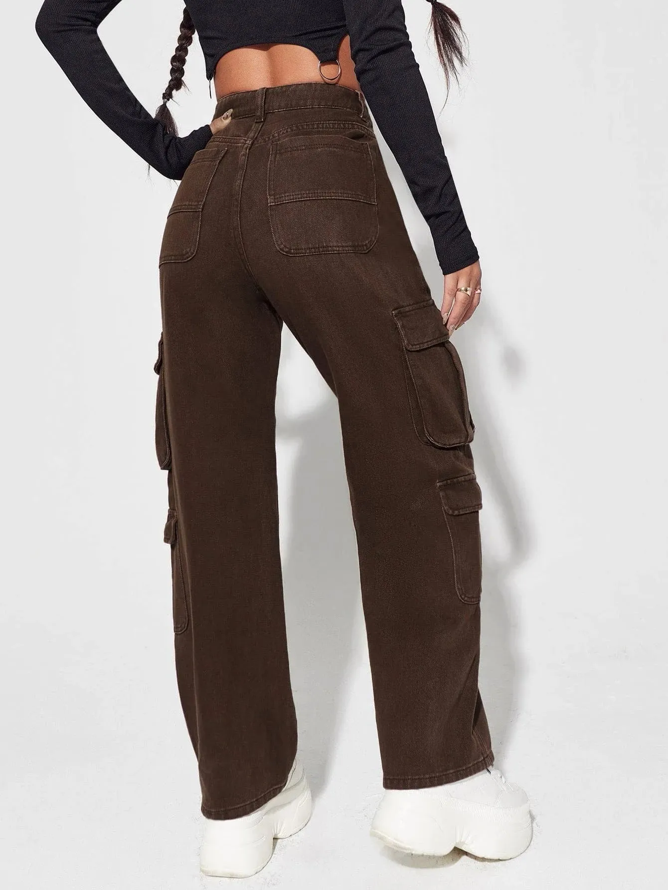 High Waisted Cargo Jeans