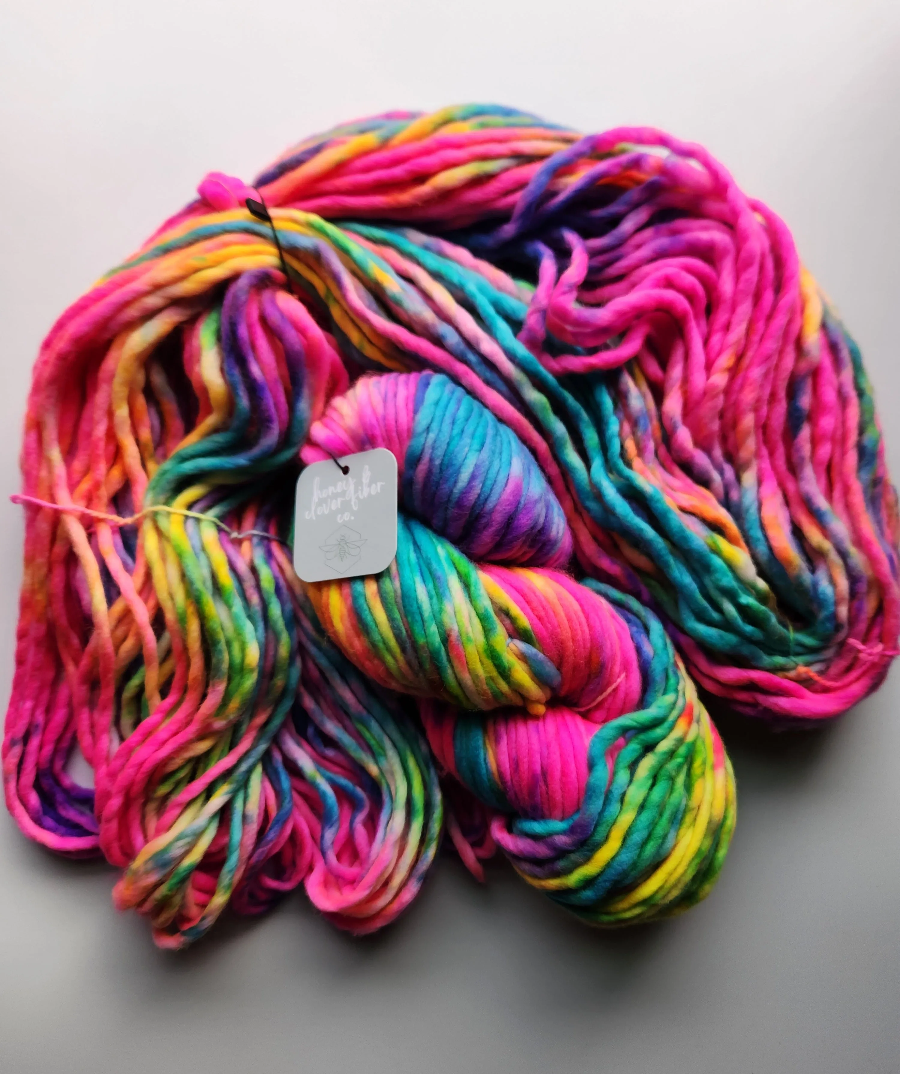 Honey and Clover | Hand Dyed Merino Wool Super Bulky | Rainbow Brite