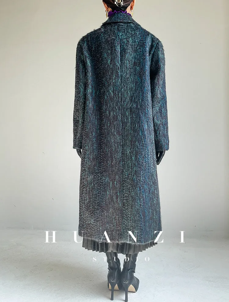 Huanzi custom dyed couture mohair water ripple wool cautumn and winter coat  - Kendu