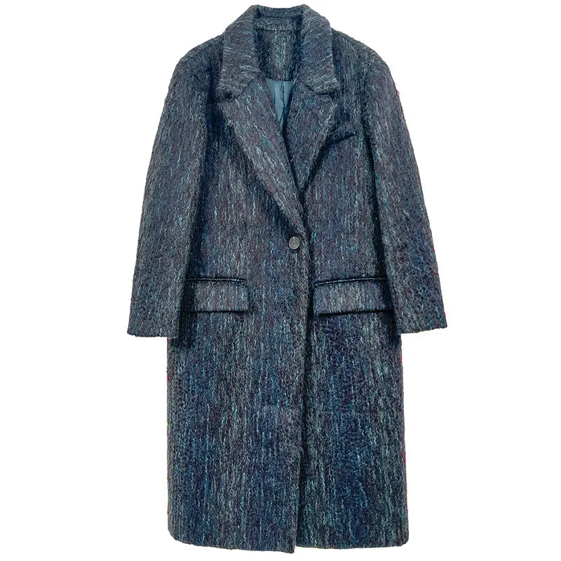 Huanzi custom dyed couture mohair water ripple wool cautumn and winter coat  - Kendu