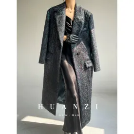 Huanzi custom dyed couture mohair water ripple wool cautumn and winter coat  - Kendu