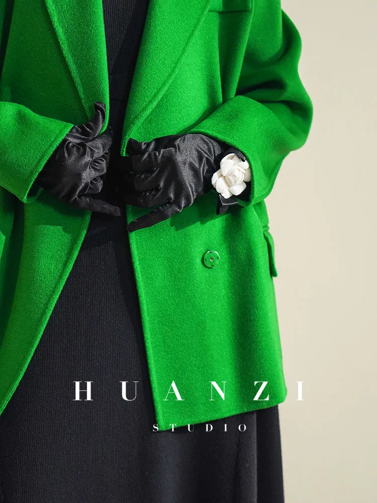 Huanzi high-definition Australian wool hand-sewn double-sided woolen short coat suit jacket- Pilia