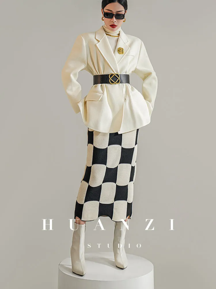 Huanzi high-definition Australian wool hand-sewn double-sided woolen short coat suit jacket- Pilia