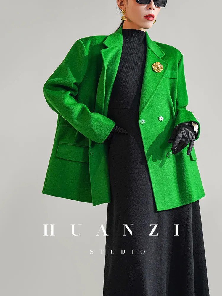 Huanzi high-definition Australian wool hand-sewn double-sided woolen short coat suit jacket- Pilia