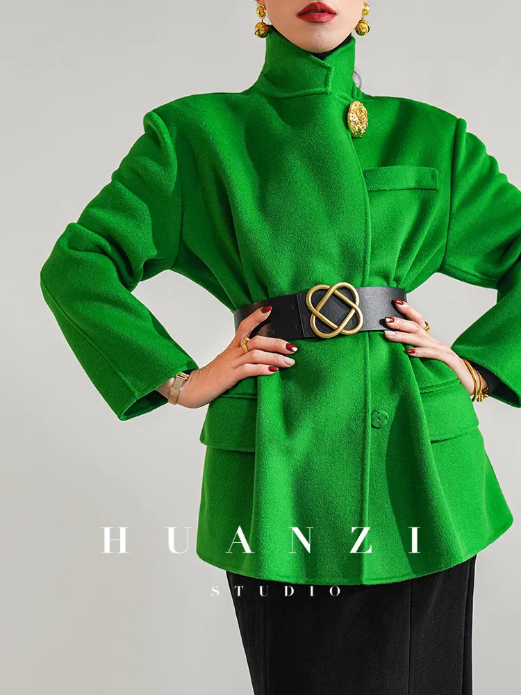 Huanzi high-definition Australian wool hand-sewn double-sided woolen short coat suit jacket- Pilia