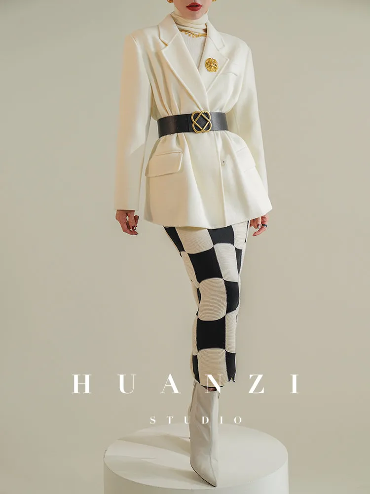 Huanzi high-definition Australian wool hand-sewn double-sided woolen short coat suit jacket- Pilia