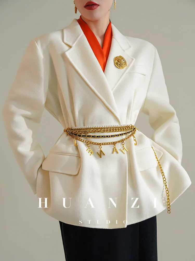 Huanzi high-definition Australian wool hand-sewn double-sided woolen short coat suit jacket- Pilia