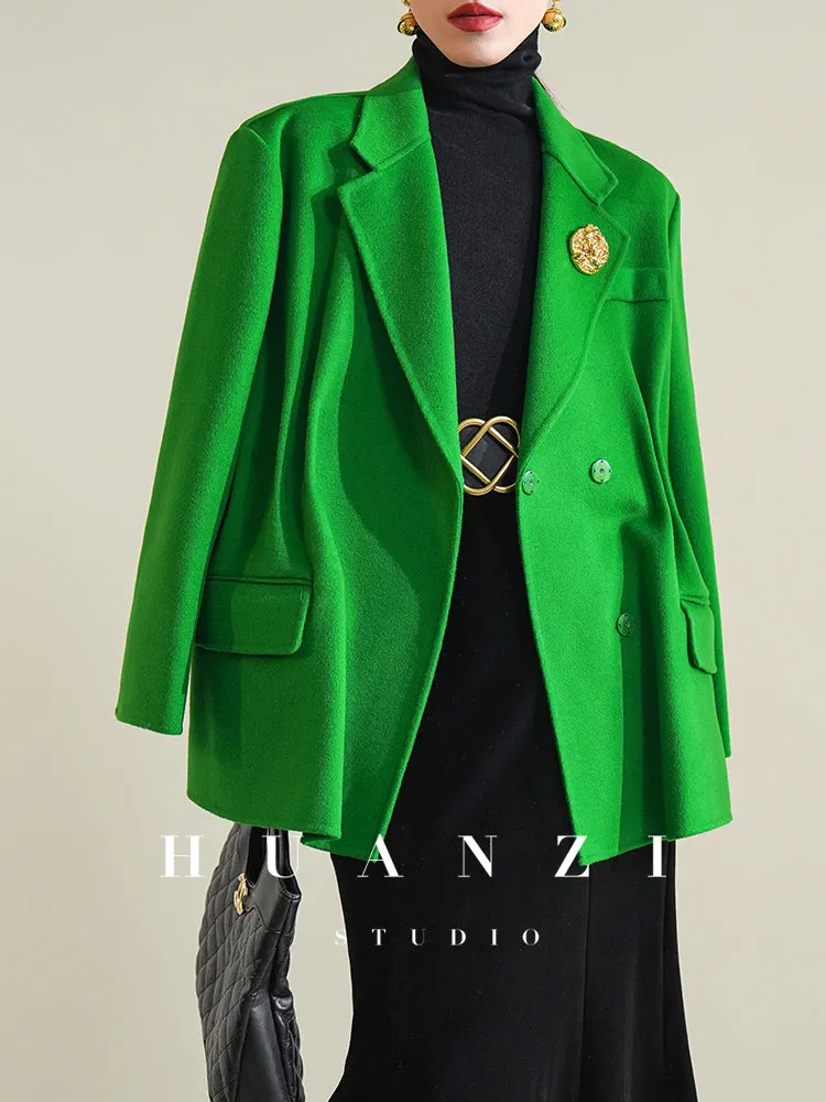 Huanzi high-definition Australian wool hand-sewn double-sided woolen short coat suit jacket- Pilia