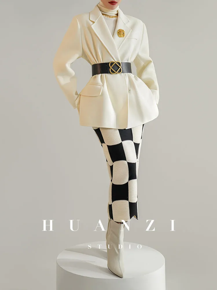 Huanzi high-definition Australian wool hand-sewn double-sided woolen short coat suit jacket- Pilia