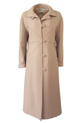 Immaculate 1960s Courreges Unusually Seamed Camel Toggle Coat