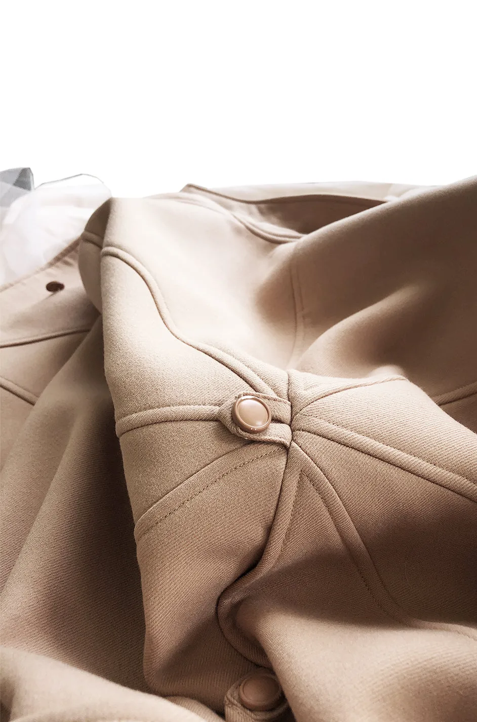 Immaculate 1960s Courreges Unusually Seamed Camel Toggle Coat