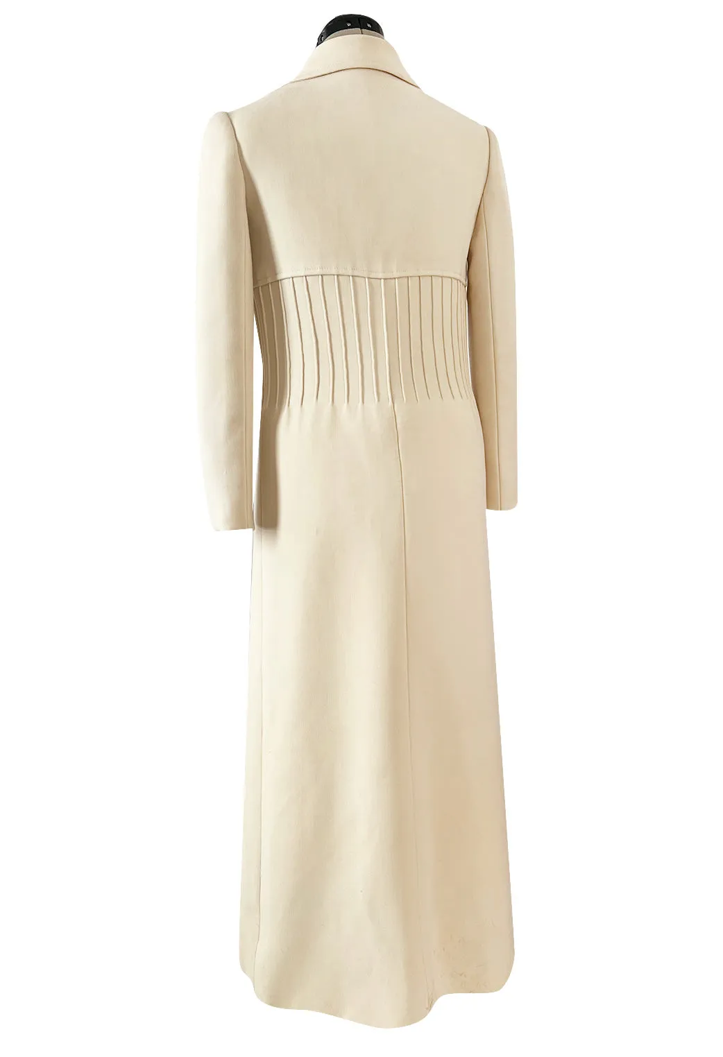 Important Spring 1970 Valentino Haute Couture Ivory Wool Coat w Intricate PinTuck Detailing