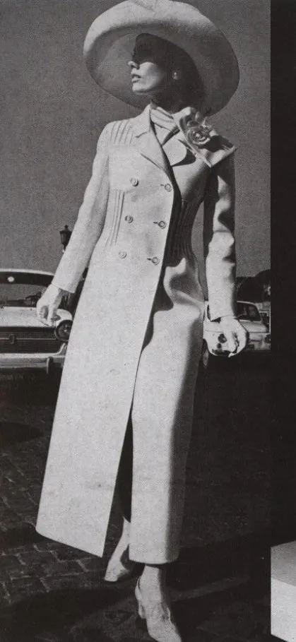 Important Spring 1970 Valentino Haute Couture Ivory Wool Coat w Intricate PinTuck Detailing