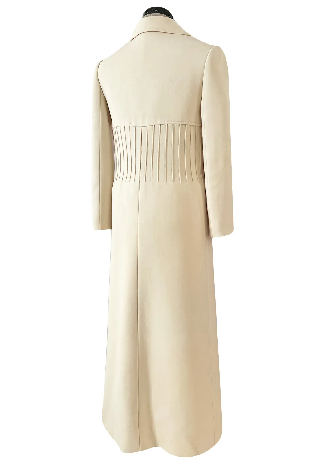 Important Spring 1970 Valentino Haute Couture Ivory Wool Coat w Intricate PinTuck Detailing