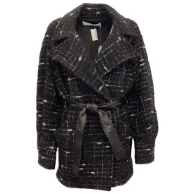 Iro Black / White Tweed Derek Coat with Leather Belt