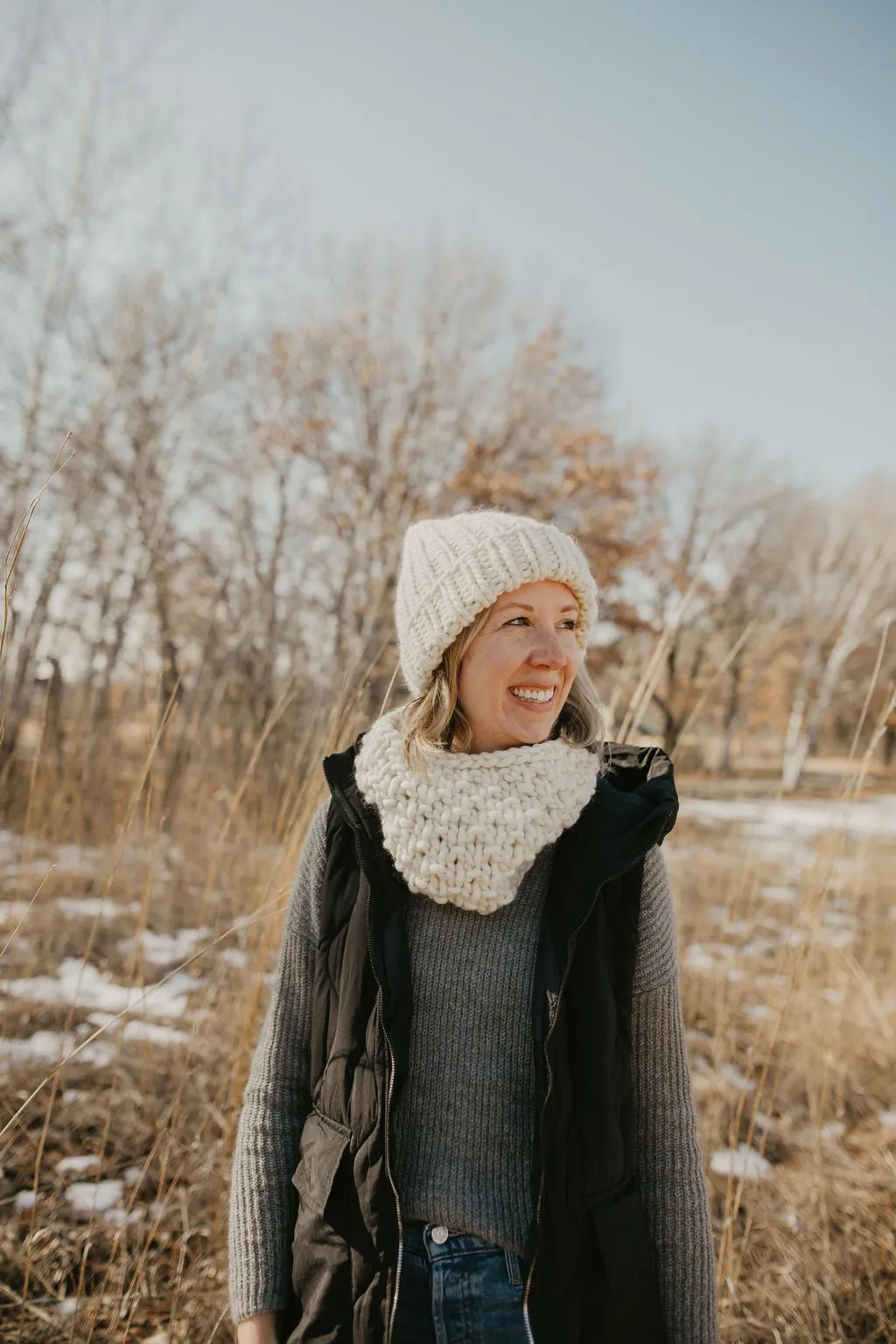 Ivory Peruvian Wool Ribbed Knit Hat