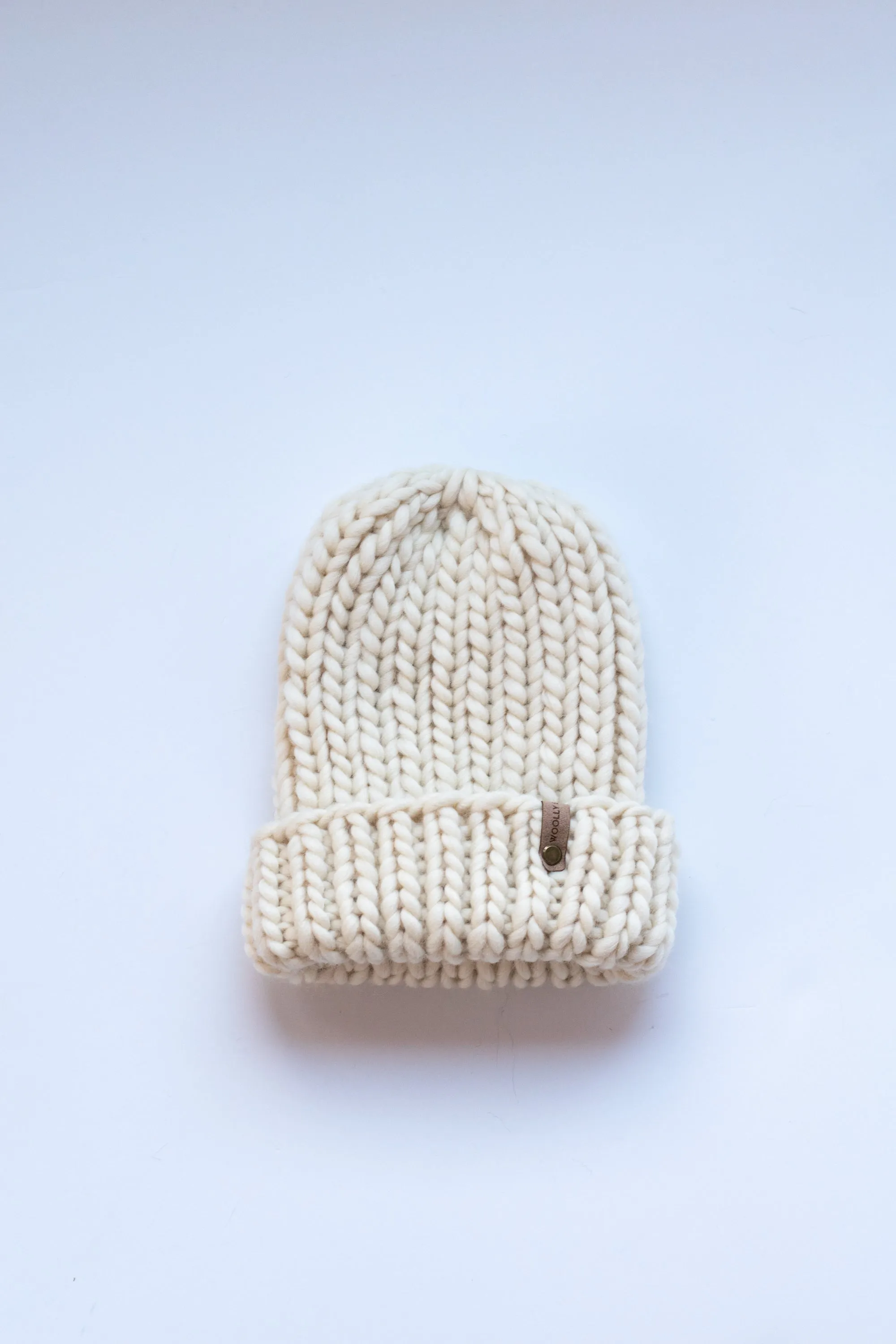 Ivory Peruvian Wool Ribbed Knit Hat