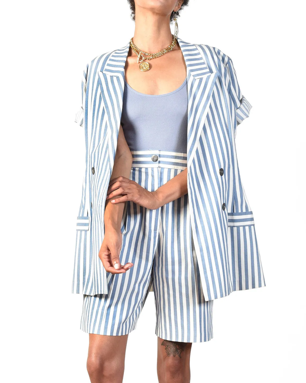 Kristy 80s Bengal Striped Shorts Suit