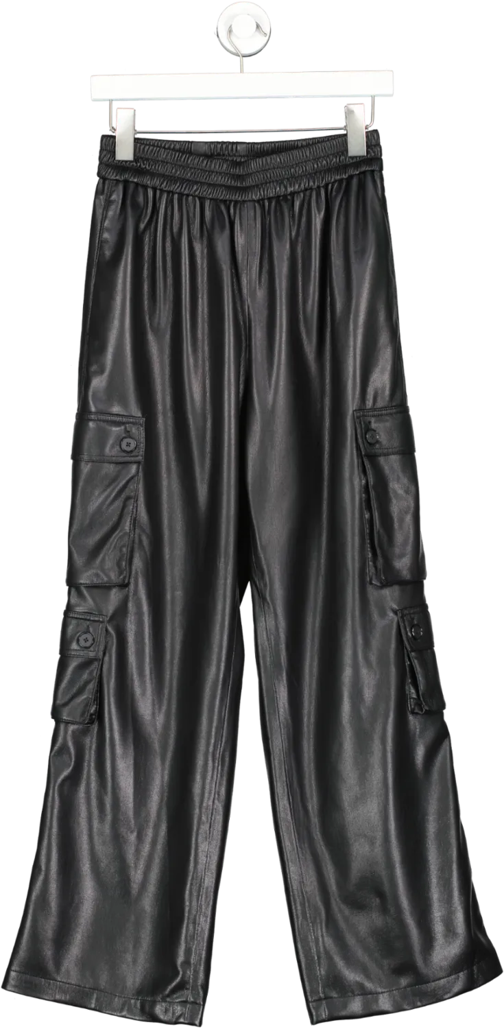 Les Reveries Black Super Cargo Leather Track Pants UK S