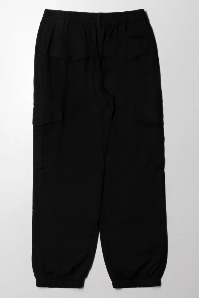 Linen Cargo Trouser Black