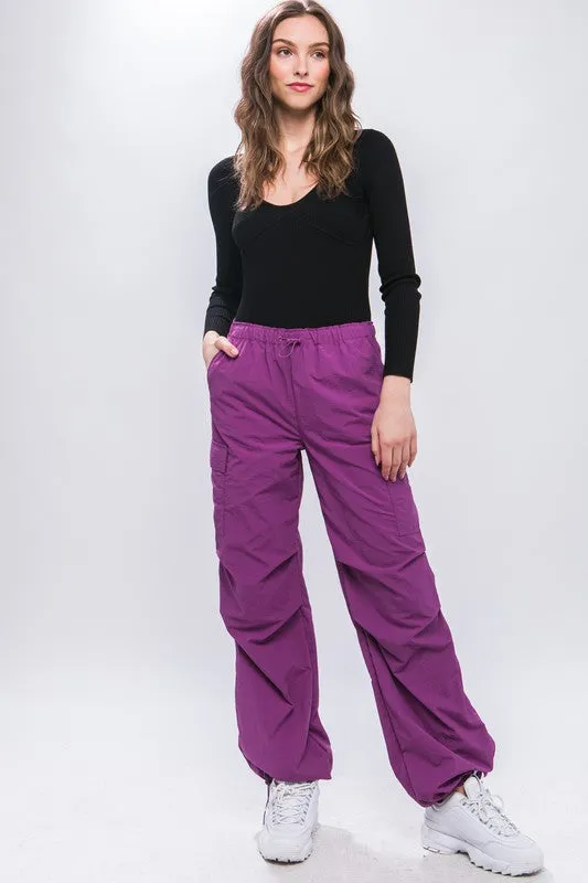 LOVE TREE Loose Fit Parachute Cargo Pants