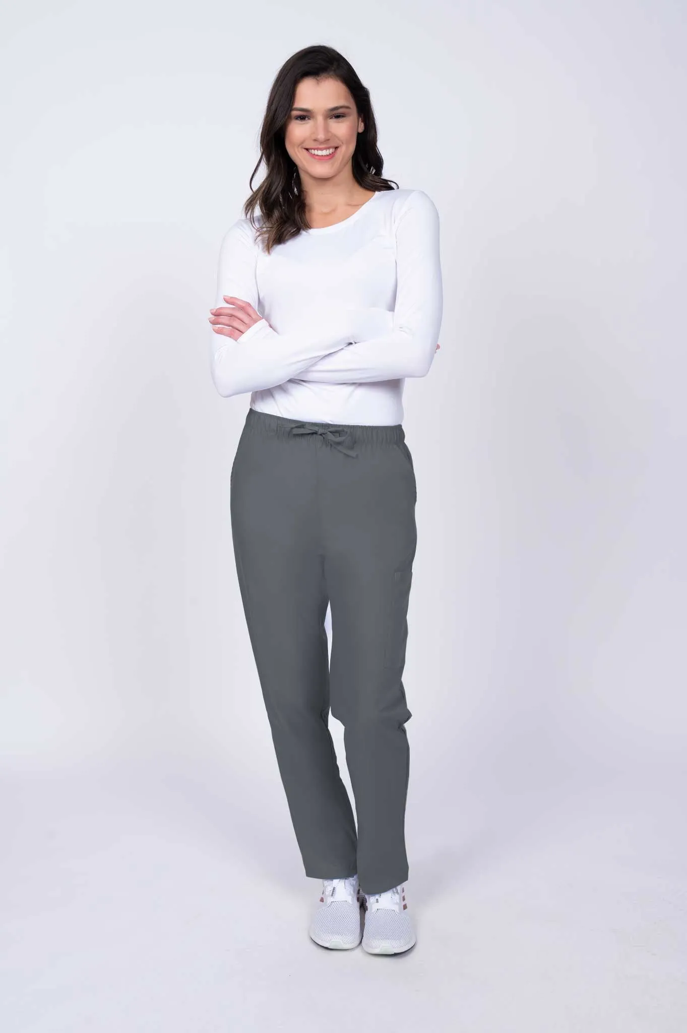 Luv Scrubs by MedWorks Women's Elastic Waist Cargo Pant | Pewter