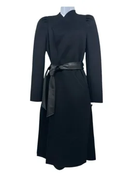 Mackage Size Small Black Wool Long Sleeve Open Front Belt Inc. Pockets Coat