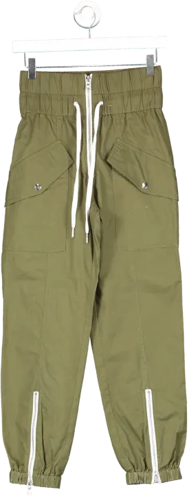 Marissa Webb Green Straight Leg Cargo Pants With Colour Block Zip Detail UK XS