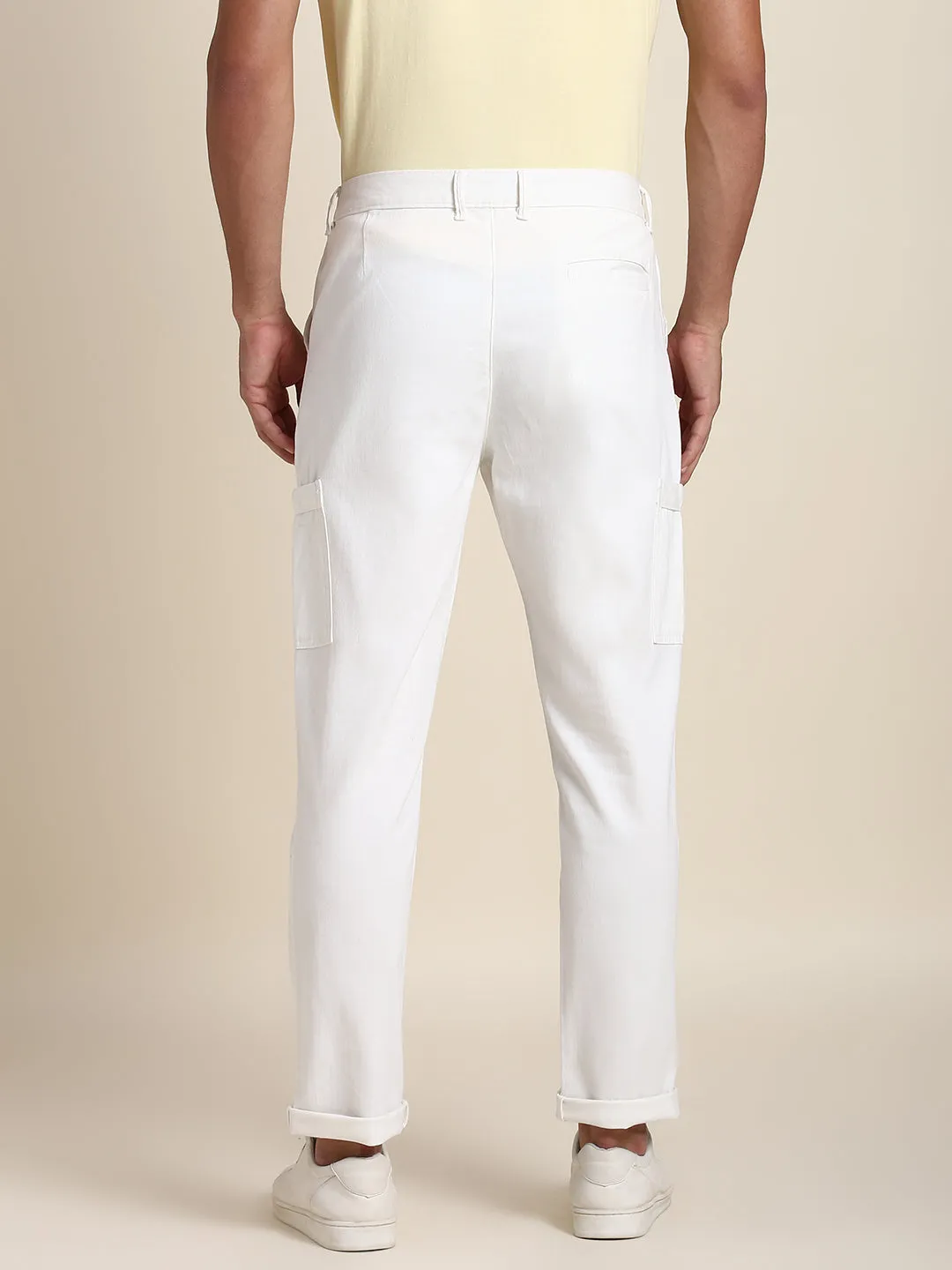 Men's Offwhite Cargo Comfortable Bottomwear With Smart Casual Look