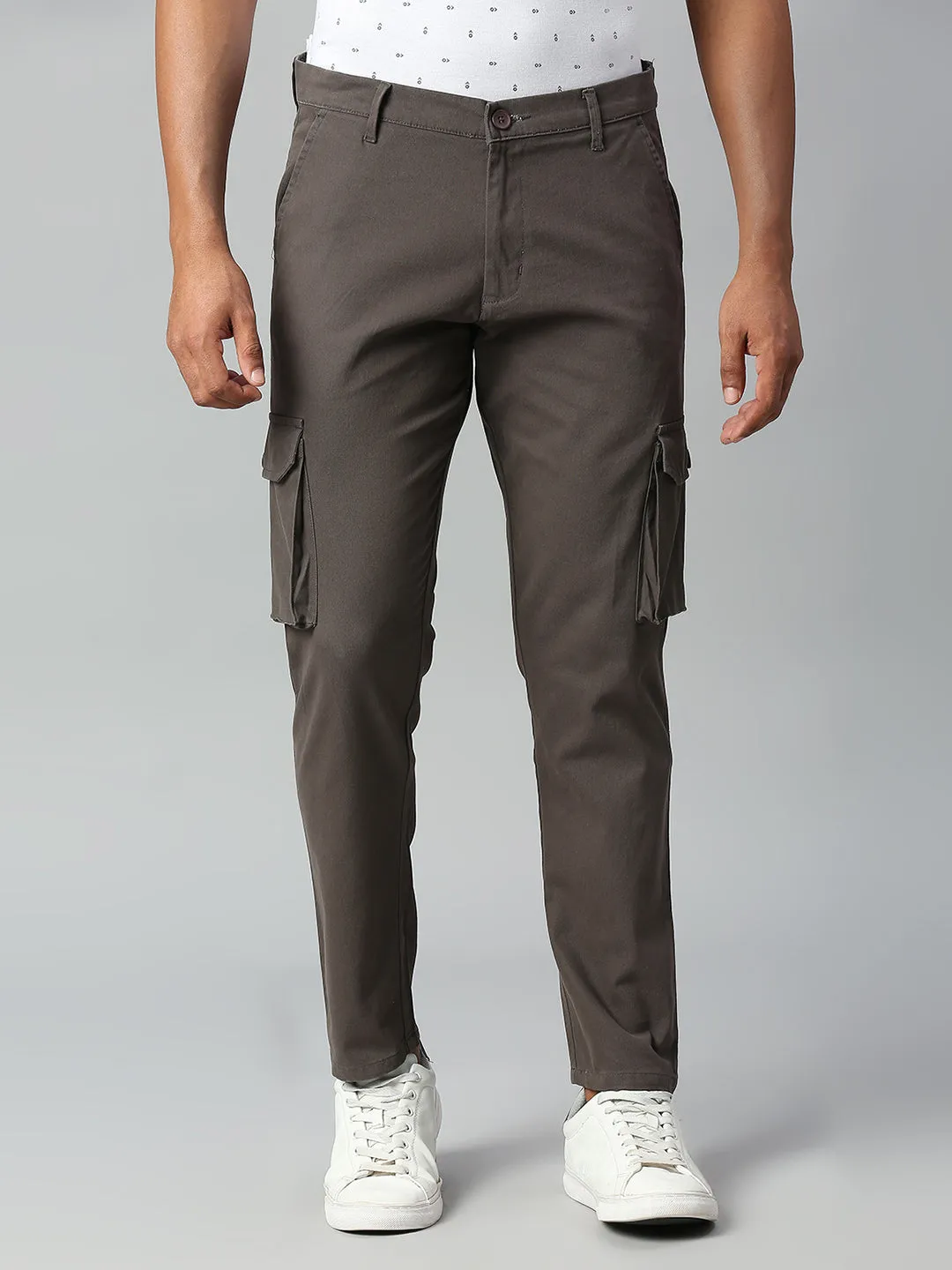 Men's Tapered Fit Cotton Cargo (Dark Grey)