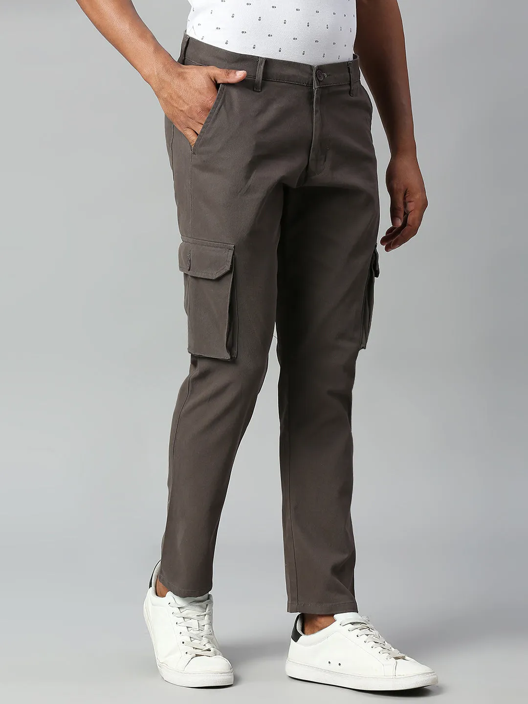 Men's Tapered Fit Cotton Cargo (Dark Grey)