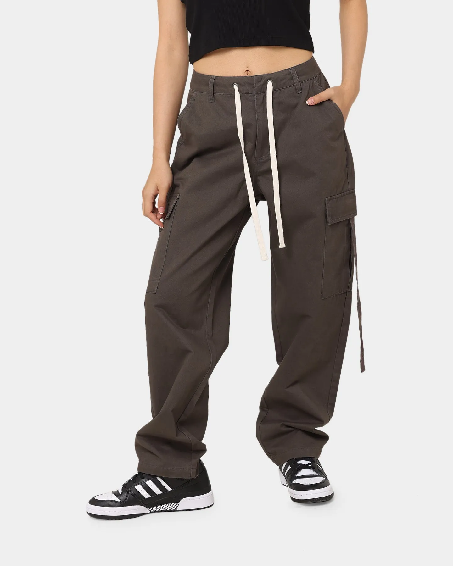 MNML Women's Baggy Cargo Pants Charcoal