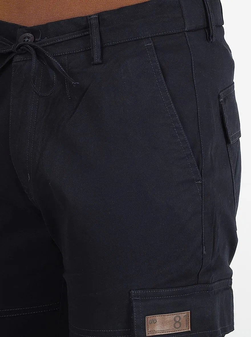 Navy Blue Solid Slim Fit Cargo Pant | JadeBlue