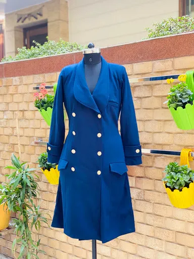 Navy Blue Wool Coat