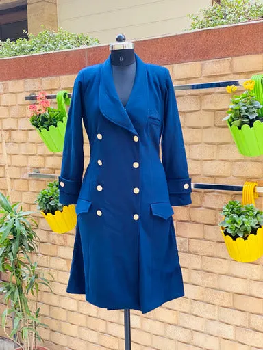 Navy Blue Wool Coat