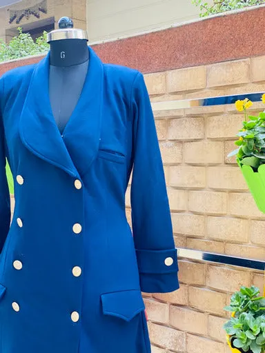 Navy Blue Wool Coat