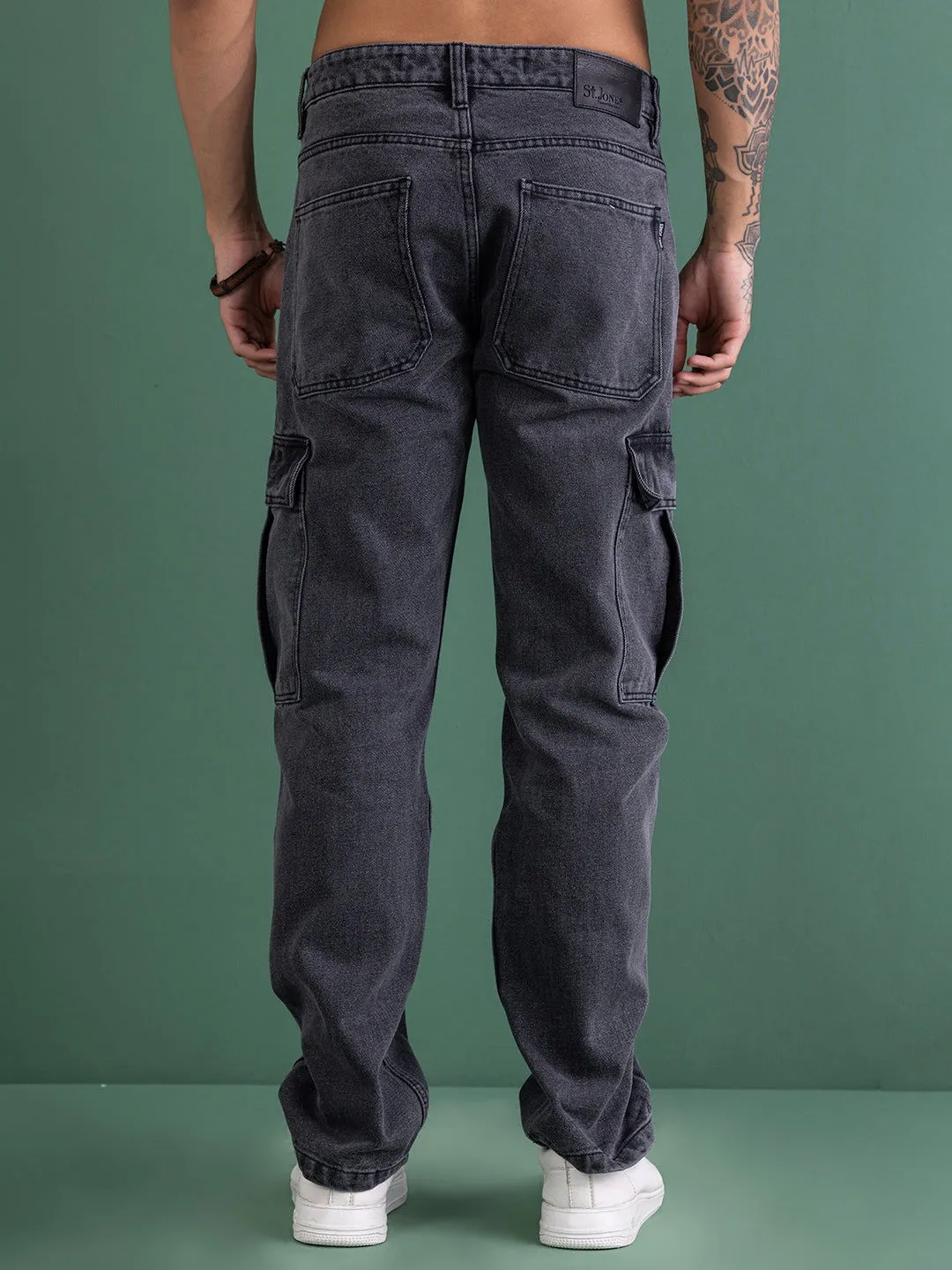 NEW CARGO DENIMS-CHARCOAL GREY