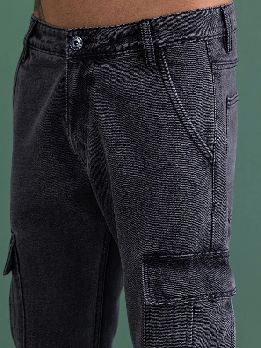 NEW CARGO DENIMS-CHARCOAL GREY