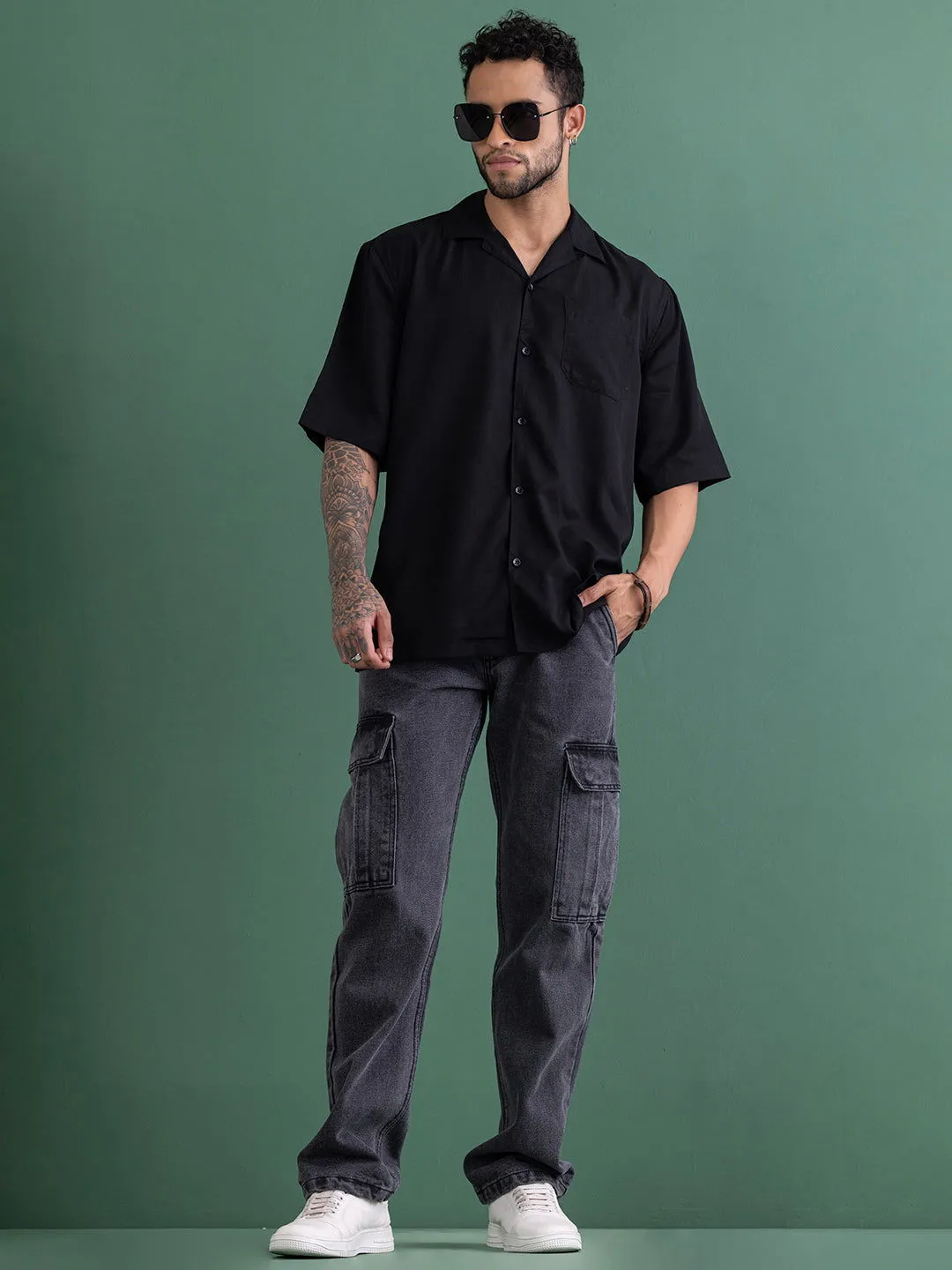 NEW CARGO DENIMS-CHARCOAL GREY