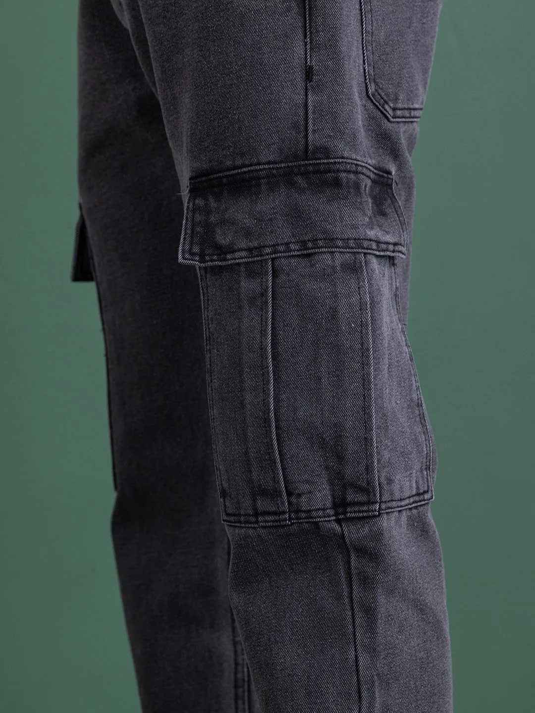 NEW CARGO DENIMS-CHARCOAL GREY