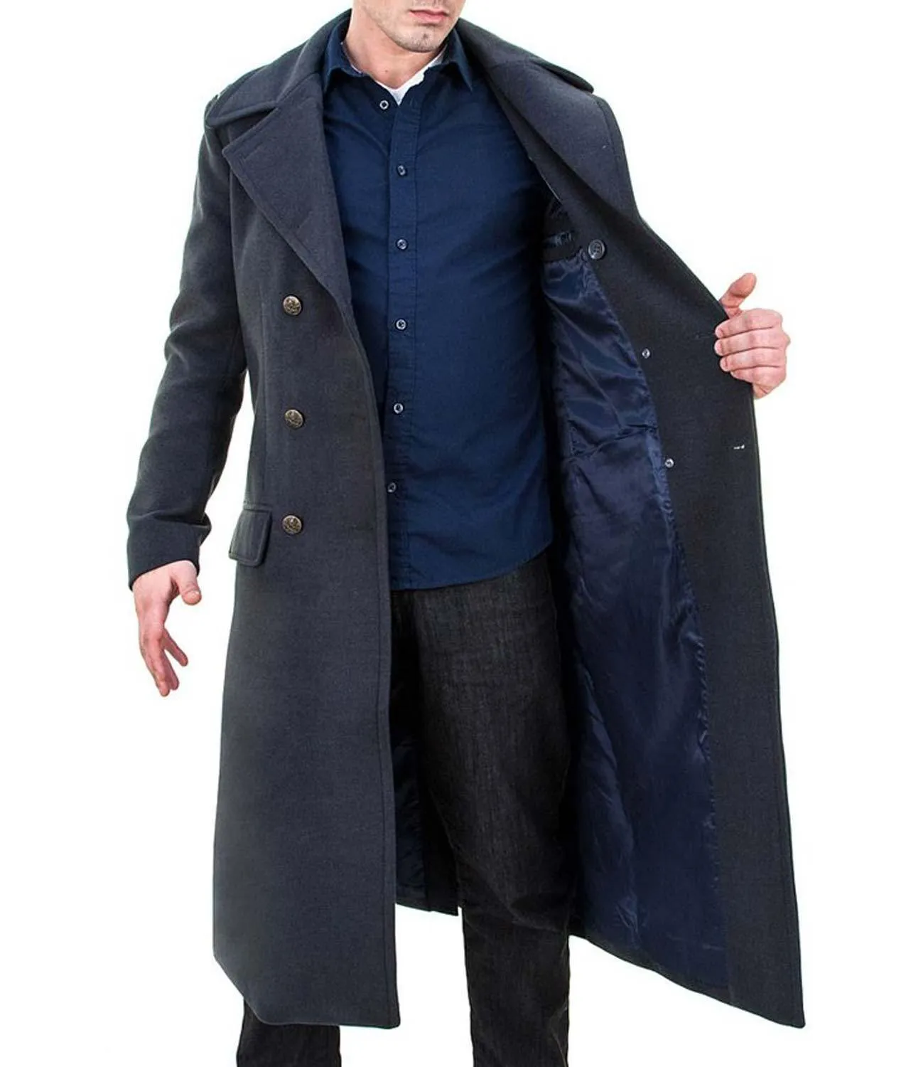 Nick E. Tarabay Black Wool Trench Coat