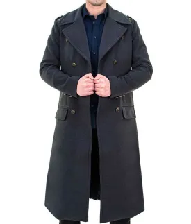 Nick E. Tarabay Black Wool Trench Coat