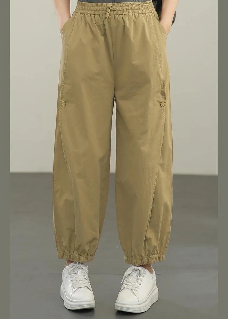 Organic Khaki High Waist Cargo  Pants Trousers Summer